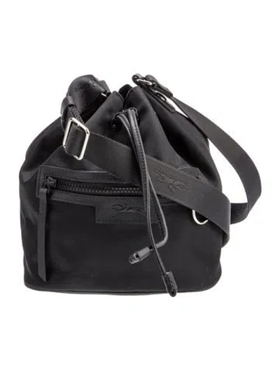 Pre-owned Longchamp Nylon Bucket Bag In Black