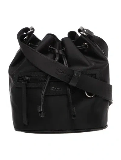 Pre-owned Longchamp Nylon Bucket Bag In Black