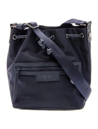 Pre-owned Longchamp Nylon Bucket Bag In Blue