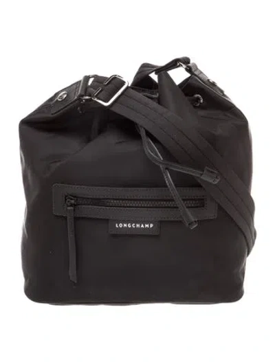 Pre-owned Longchamp Nylon Bucket Bag In Gray