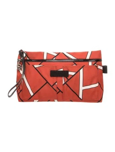 Pre-owned Longchamp Nylon Clutch In Red