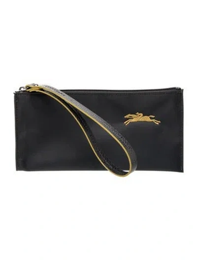 Pre-owned Longchamp Nylon Clutch W/ Tags In Black
