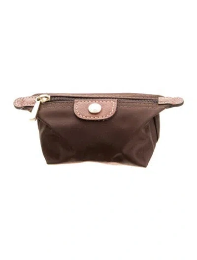 Pre-owned Longchamp Nylon Coin Pouch In Brown