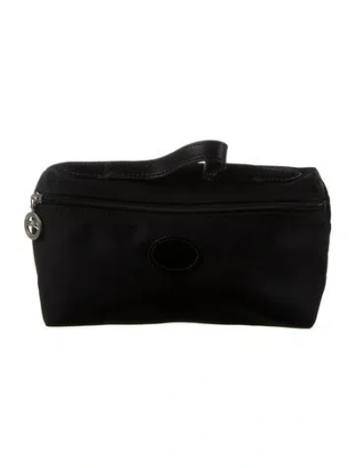 Pre-owned Longchamp Nylon Cosmetic Bag In Black