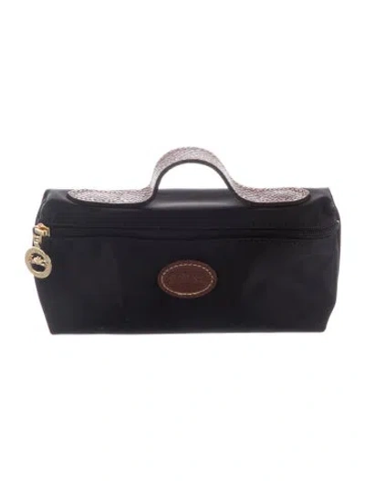 Pre-owned Longchamp Nylon Cosmetic Bag In Black/brown
