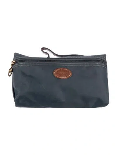 Pre-owned Longchamp Nylon Cosmetic Bag In Blue