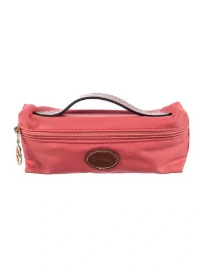 Pre-owned Longchamp Nylon Cosmetic Bag In Pink