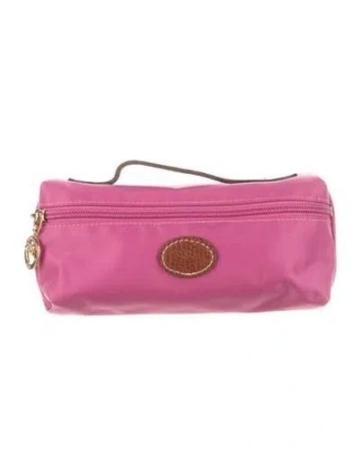 Pre-owned Longchamp Nylon Cosmetic Bag In Pink