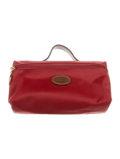 Pre-owned Longchamp Nylon Cosmetic Bag In Red