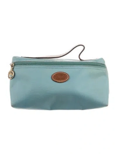 Pre-owned Longchamp Nylon Cosmetic Pouch In Blue