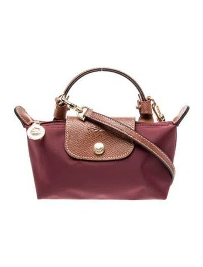 Pre-owned Longchamp Nylon Crossbody Bag In Burgundy