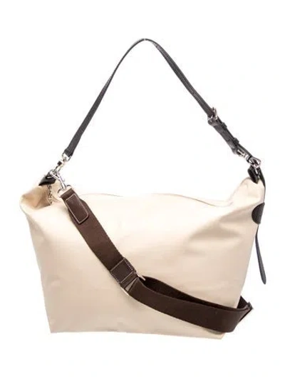Pre-owned Longchamp Nylon Hobo In Neutral