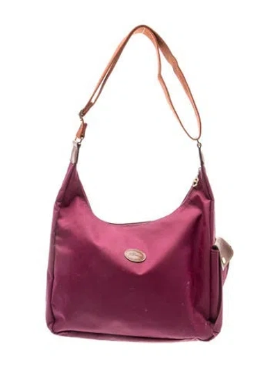 Pre-owned Longchamp Nylon Hobo In Pink