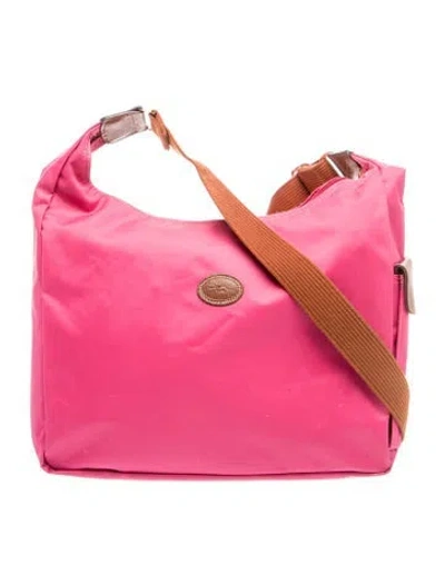 Pre-owned Longchamp Nylon Hobo In Pink