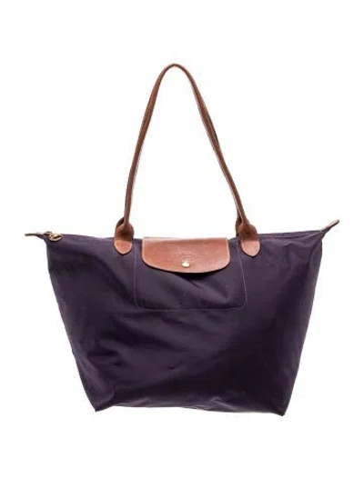Pre-owned Longchamp Nylon Hobo In Purple