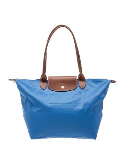 Pre-owned Longchamp Nylon Le Pliage In Blue
