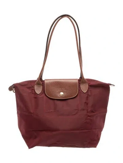 Pre-owned Longchamp Nylon Le Pliage In Burgundy