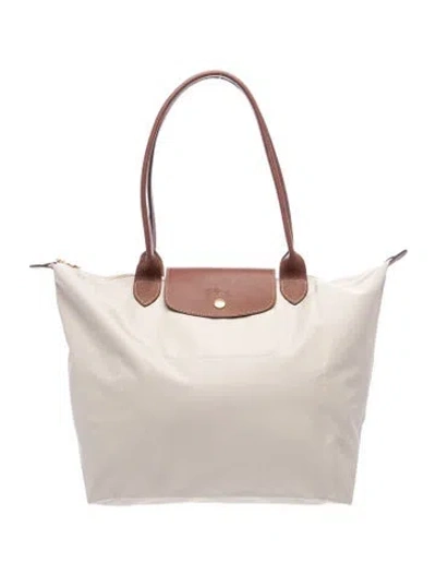 Pre-owned Longchamp Nylon Le Pliage In Neutrals