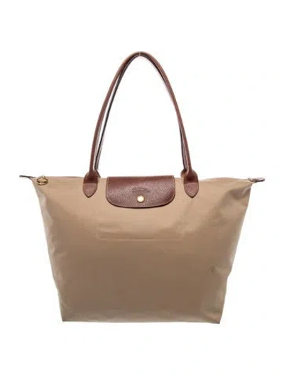 Pre-owned Longchamp Nylon Le Pliage In Neutrals