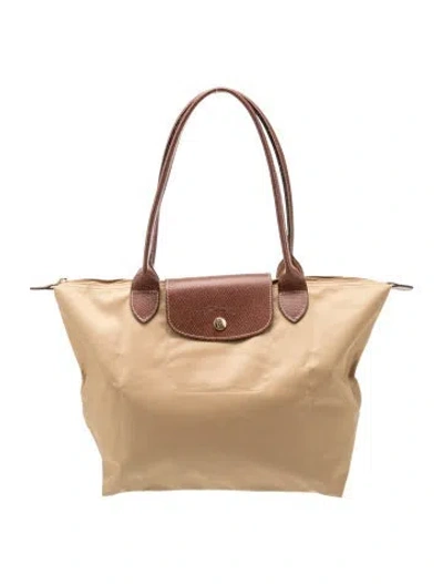 Pre-owned Longchamp Nylon Le Pliage Original M Tote Bag In Brown