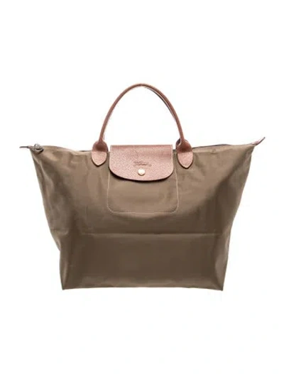 Pre-owned Longchamp Nylon Le Pliage Original Medium In Neutrals
