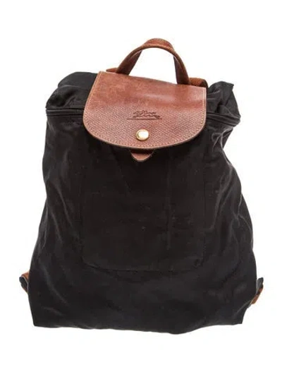 Pre-owned Longchamp Nylon Le Pliage Sac A Dos Backpack In Black