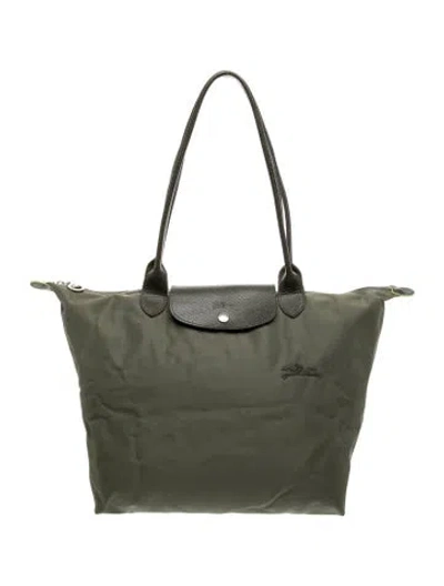 Pre-owned Longchamp Nylon Le Pliage Shopper In Green