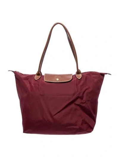 Pre-owned Longchamp Nylon Le Pliage Shopping In Burgundy