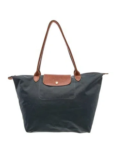 Pre-owned Longchamp Nylon Le Pliage Shopping In Gray