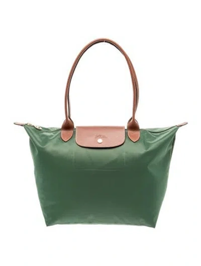 Pre-owned Longchamp Nylon Le Pliage "shopping" In Green