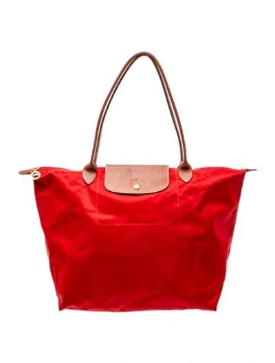 Pre-owned Longchamp Nylon Le Pliage Shopping In Red