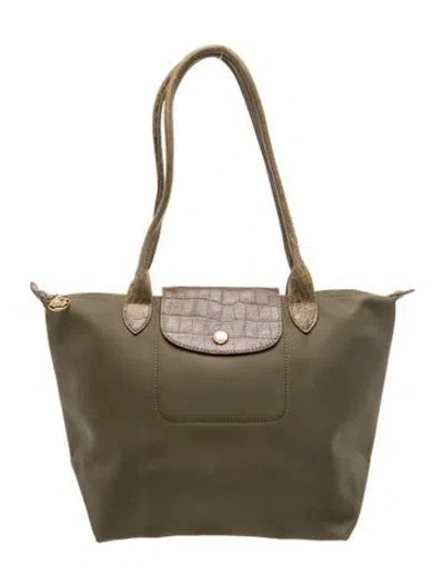 Pre-owned Longchamp Nylon Le Pliage Small Shoulder Tote In Green