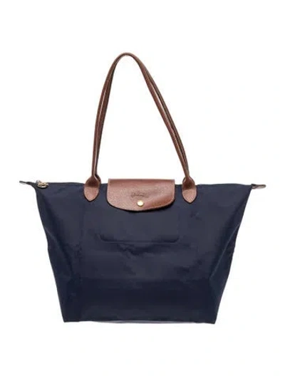 Pre-owned Longchamp Nylon Le Pliage "sopping" Medium In Blue