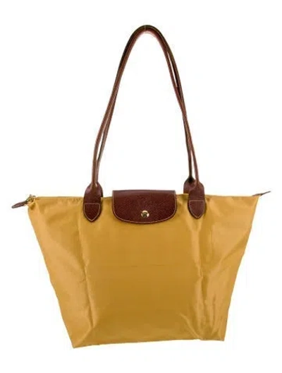 Pre-owned Longchamp Nylon Le Pliage Tote Large In Yellow