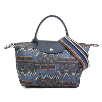 Pre-owned Longchamp Nylon Leather Handbag Shoulder Bag () In Blue