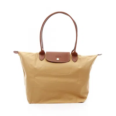 Pre-owned Longchamp Nylon Leather Tote Bag () In Brown