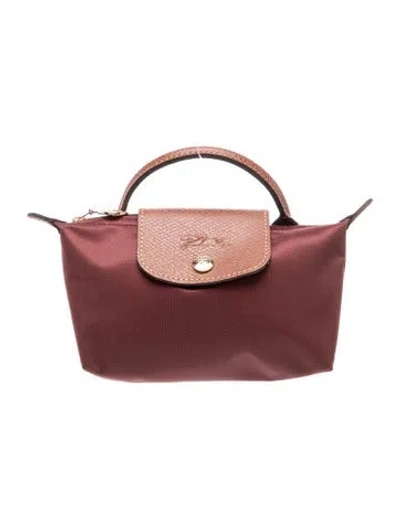 Pre-owned Longchamp Nylon Leather Trim Bag In Burgundy
