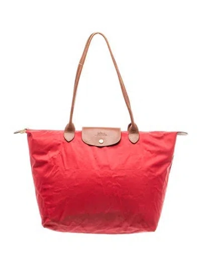 Pre-owned Longchamp Nylon Les Pliages "shopping" Vintage In Red