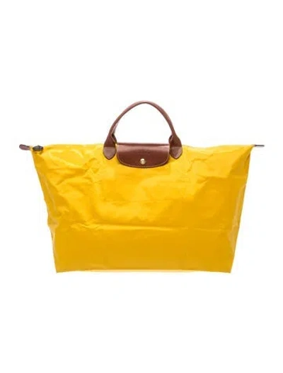 Pre-owned Longchamp Nylon Modele Depose Large In Yellow