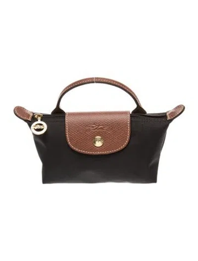 Pre-owned Longchamp Nylon Pouch In Black/brown