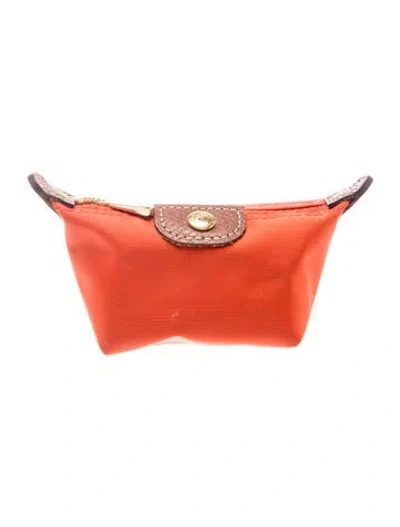Pre-owned Longchamp Nylon Pouch In Orange