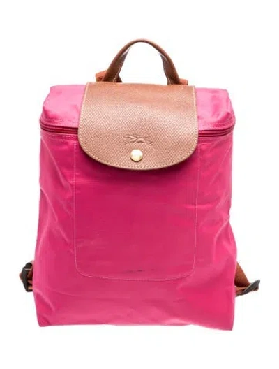 Pre-owned Longchamp Nylon Sac A Dos In Red