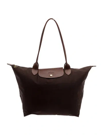 Pre-owned Longchamp Nylon Shopping In Brown