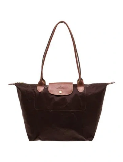 Pre-owned Longchamp Nylon Shopping In Brown