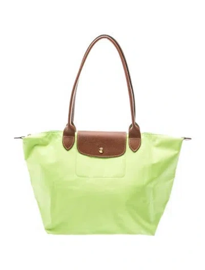 Pre-owned Longchamp Nylon Shopping In Green