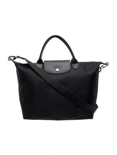 Pre-owned Longchamp Nylon Shoulder Bag In Black