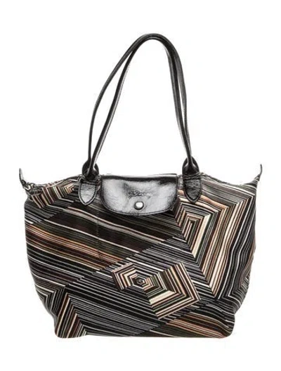 Pre-owned Longchamp Nylon Shoulder Bag In Black