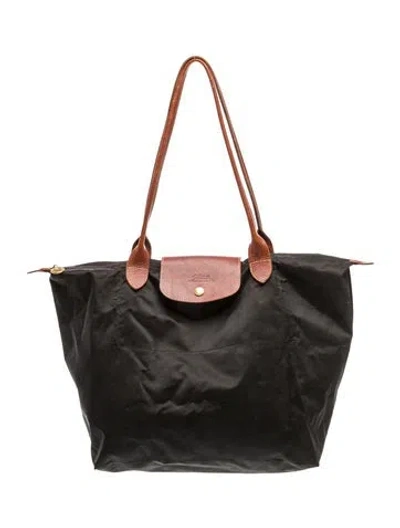 Pre-owned Longchamp Nylon Shoulder Bag In Black