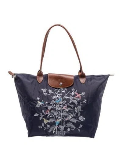 Pre-owned Longchamp Nylon Shoulder Bag In Blue