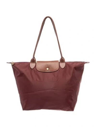 Pre-owned Longchamp Nylon Shoulder Bag In Burgundy